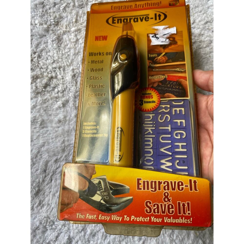 Engrave-It Pro cordless engraving pen, designed items like jewelry and tools.